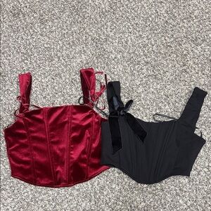 Forever 21 Red and Black Bodysuit Tops